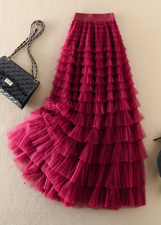 Plus Size Tyllskjørt med Rynker 0