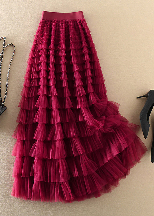 Plus Size Tyllskjørt med Rynker 1