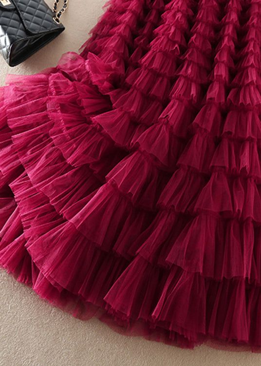 Plus Size Tyllskjørt med Rynker 3