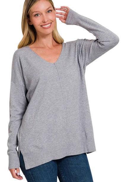 Plus Size Women's Long Sleeve V-Neck Tunic Sweater Soft Fabric 0