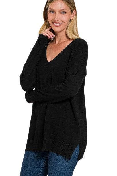 Plus Size Women's Long Sleeve V-Neck Tunic Sweater Soft Fabric 4