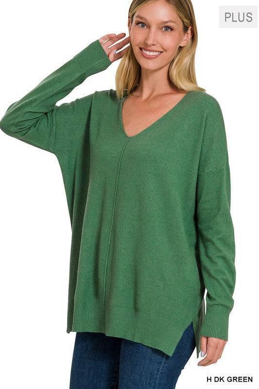 Plus Size Women's Long Sleeve V-Neck Tunic Sweater Soft Fabric 5