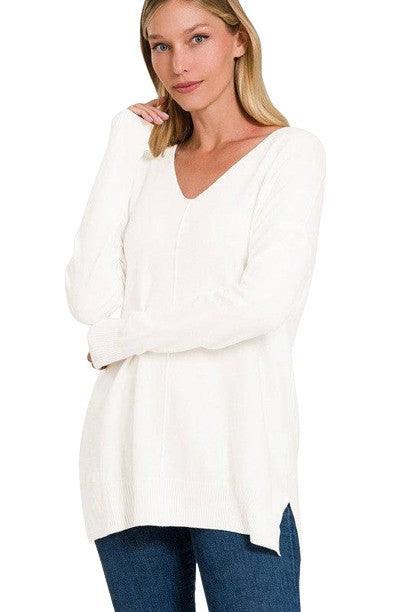 Plus Size Women's Long Sleeve V-Neck Tunic Sweater Soft Fabric 6