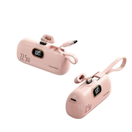Powerbank med integrert ladekabel og rask lading 0