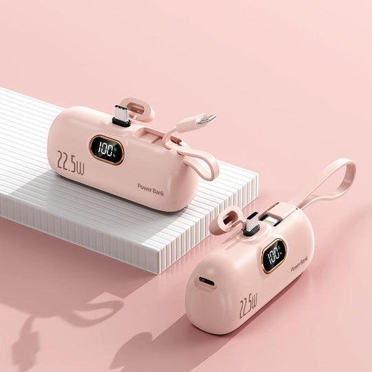 Powerbank med integrert ladekabel og rask lading 7