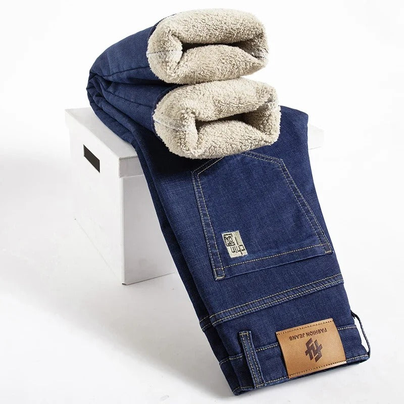 Rette herrebukser i lammeskinnsdenimstil 0