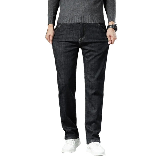Rette herrebukser i lammeskinnsdenimstil 1