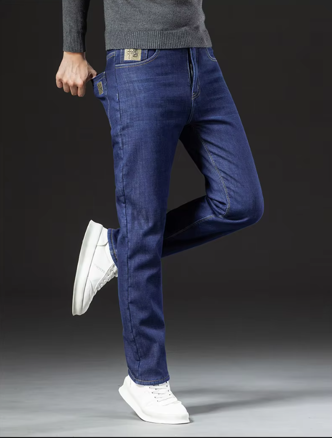 Rette herrebukser i lammeskinnsdenimstil 5
