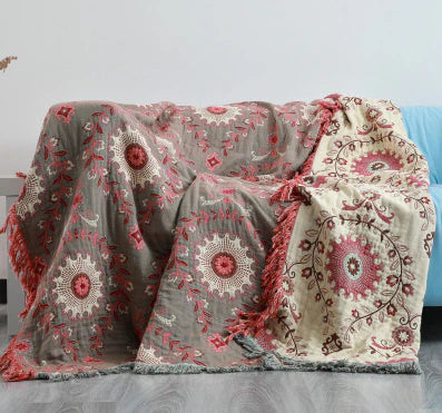 Reversibelt Gulvteppe Stue Med Vakkert Mønster av Fugler og Blomster 3