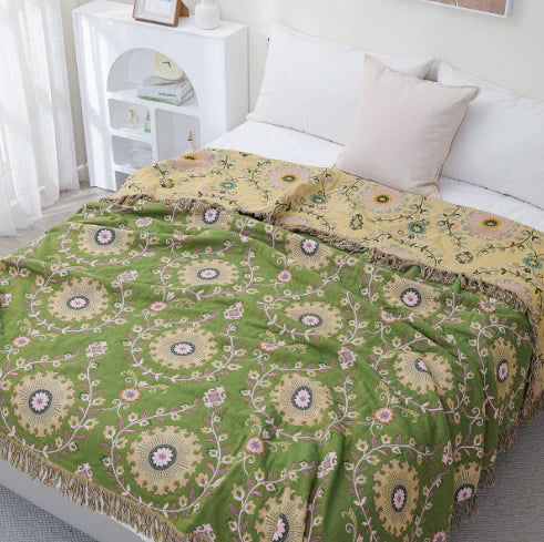 Reversibelt Gulvteppe Stue Med Vakkert Mønster av Fugler og Blomster 6