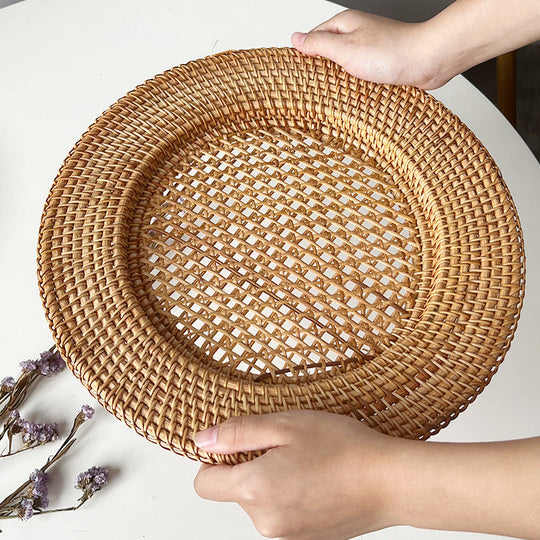 Rundt Serveringsfat Håndvevd Design 33 cm 3