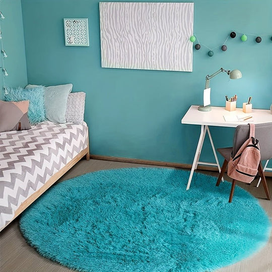 Rundt Teppe for Stue og Barn, Myk og Sklisikker Design, Vaskbart, 160 cm 1