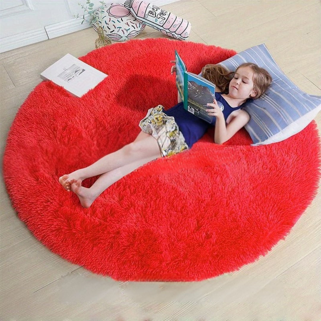 Rundt Teppe for Stue og Barn, Myk og Sklisikker Design, Vaskbart, 160 cm 15