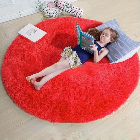 Rundt Teppe for Stue og Barn, Myk og Sklisikker Design, Vaskbart, 160 cm 15