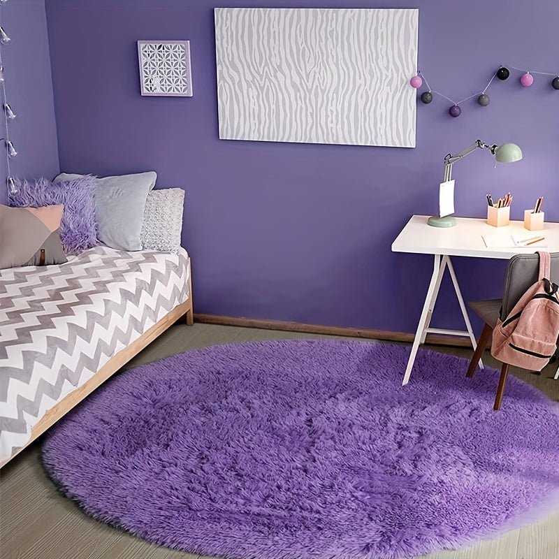 Rundt Teppe for Stue og Barn, Myk og Sklisikker Design, Vaskbart, 160 cm 16