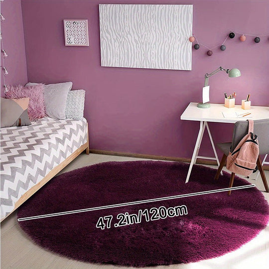 Rundt Teppe for Stue og Barn, Myk og Sklisikker Design, Vaskbart, 160 cm 4