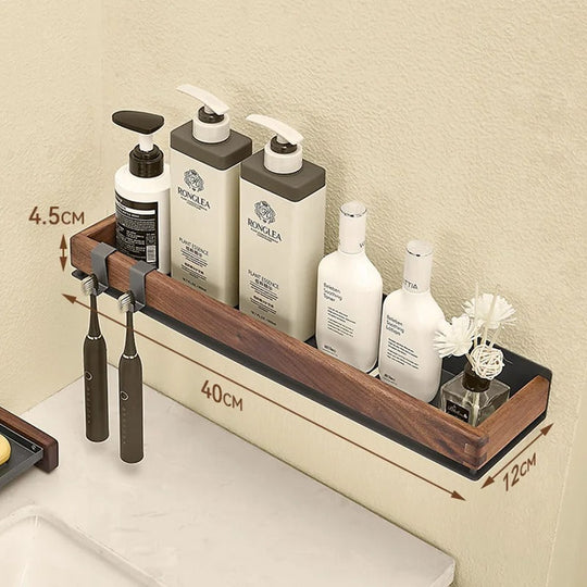 Rustikk Vegghylle i Tre med Metallramme 1