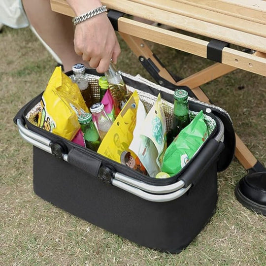 Sammenleggbar Piknikkurv med Romslig Oppbevaring 2