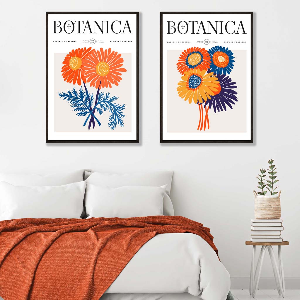 Sett med 2 Kunsttrykk Sommerblomster Designet for Stueinnredning 1