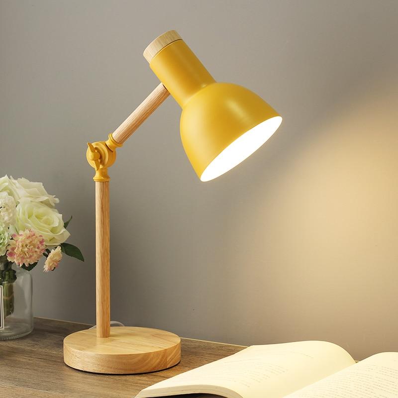 Skrivebordslampe Tre Design Justerbar Høyde Minimalistisk Moderne 6