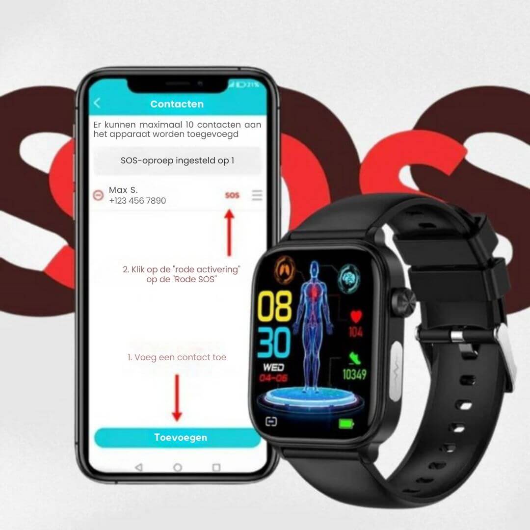 Smartklokke for eldre med helseovervåking og GPS