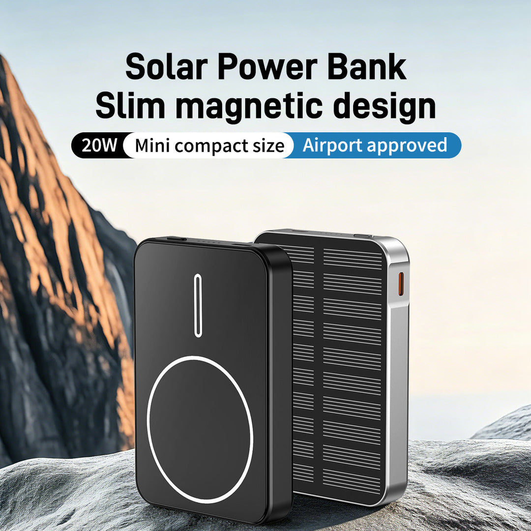 Solcelledrevet Powerbank med Hurtiglading og LED-lys 1