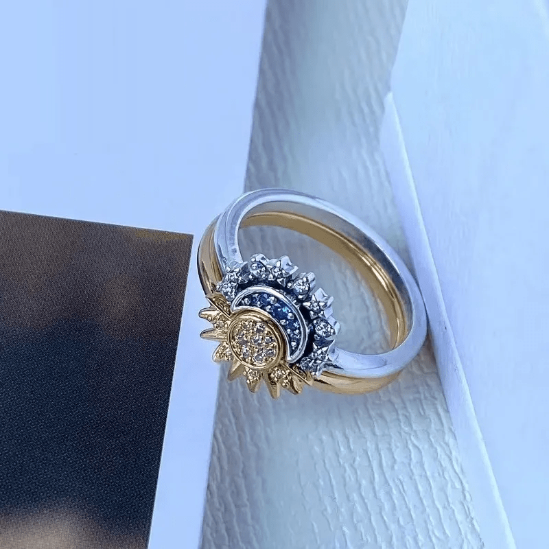 Sølv Ring med Måne- og Soldesign 1