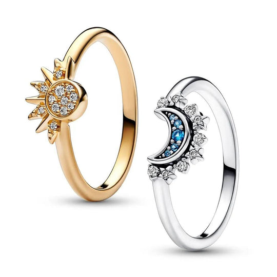 Sølv Ring med Måne- og Soldesign 3