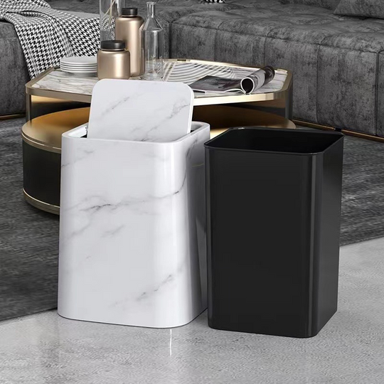 Søppelbøtte Kjøkken Bad Med Svinglokk Marmor Design 1