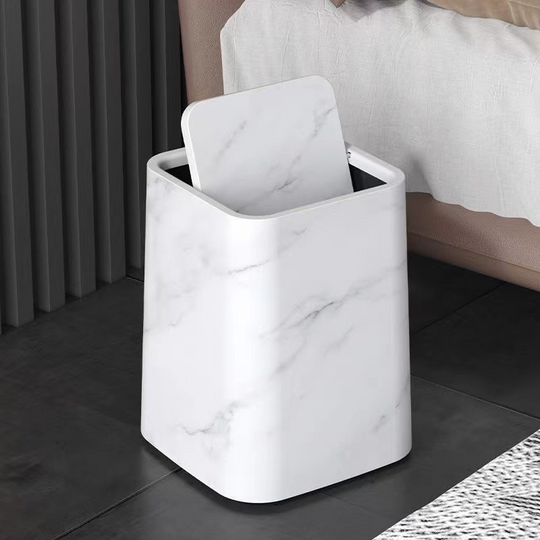 Søppelbøtte Kjøkken Bad Med Svinglokk Marmor Design 4