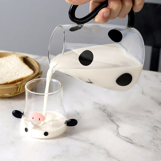 Søt Ku Glasskanne med Kopp Set til Kalde Drikker 7