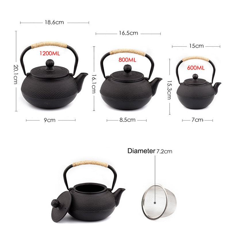 Støpejerns Tekjele med Infuser Tradisjonelt Japansk Design 1
