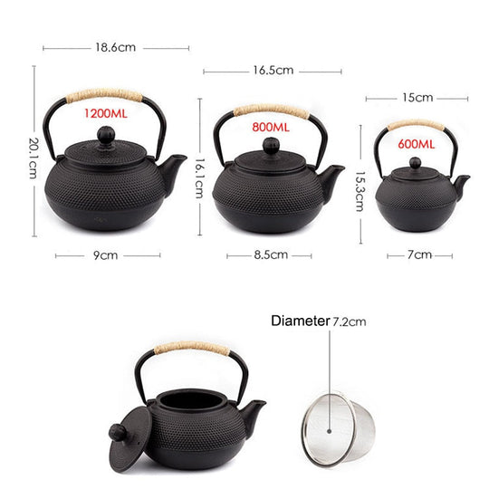 Støpejerns Tekjele med Infuser Tradisjonelt Japansk Design 1