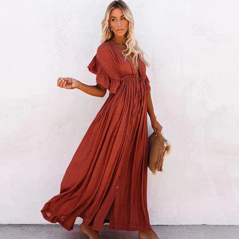 Strandkjole Dame Lang Flowy Polyester for Strandaktiviteter 1