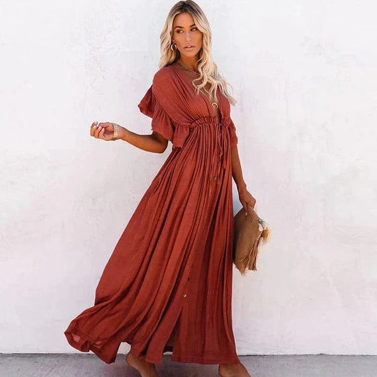 Strandkjole Dame Lang Flowy Polyester for Strandaktiviteter 1