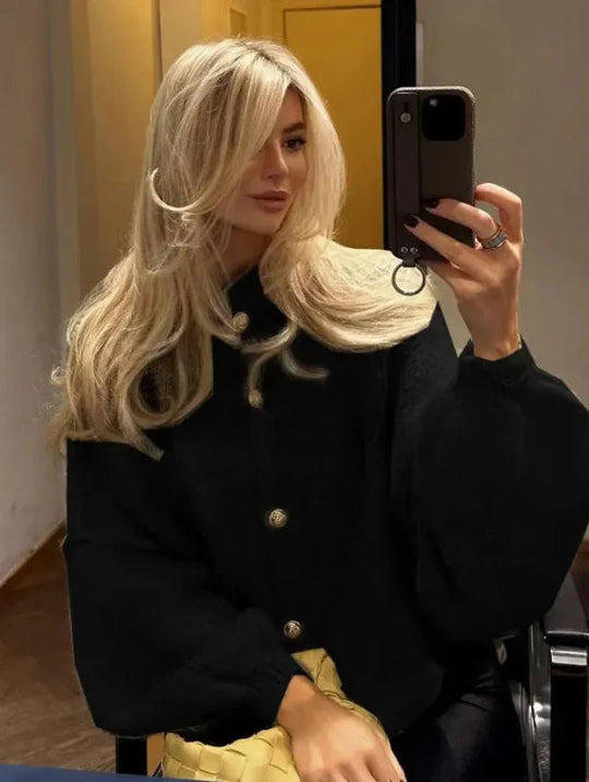 Strikket Cardigan Dame Oversized Med Knappfront 4