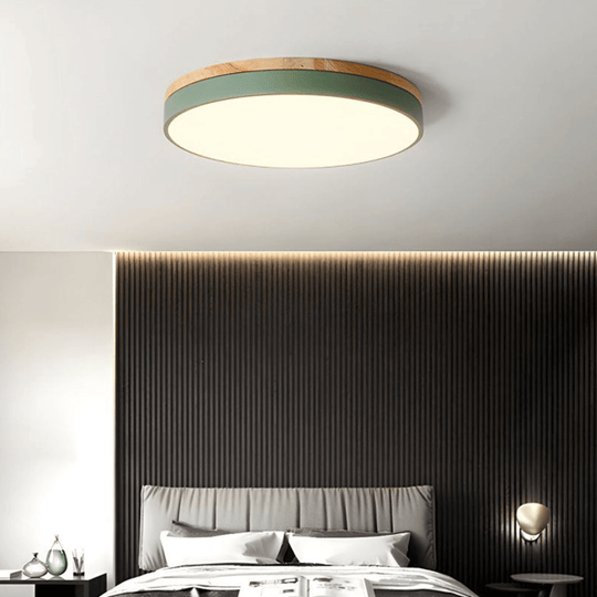 Taklampe med Naturlig Tre og Grønn Detalj 3