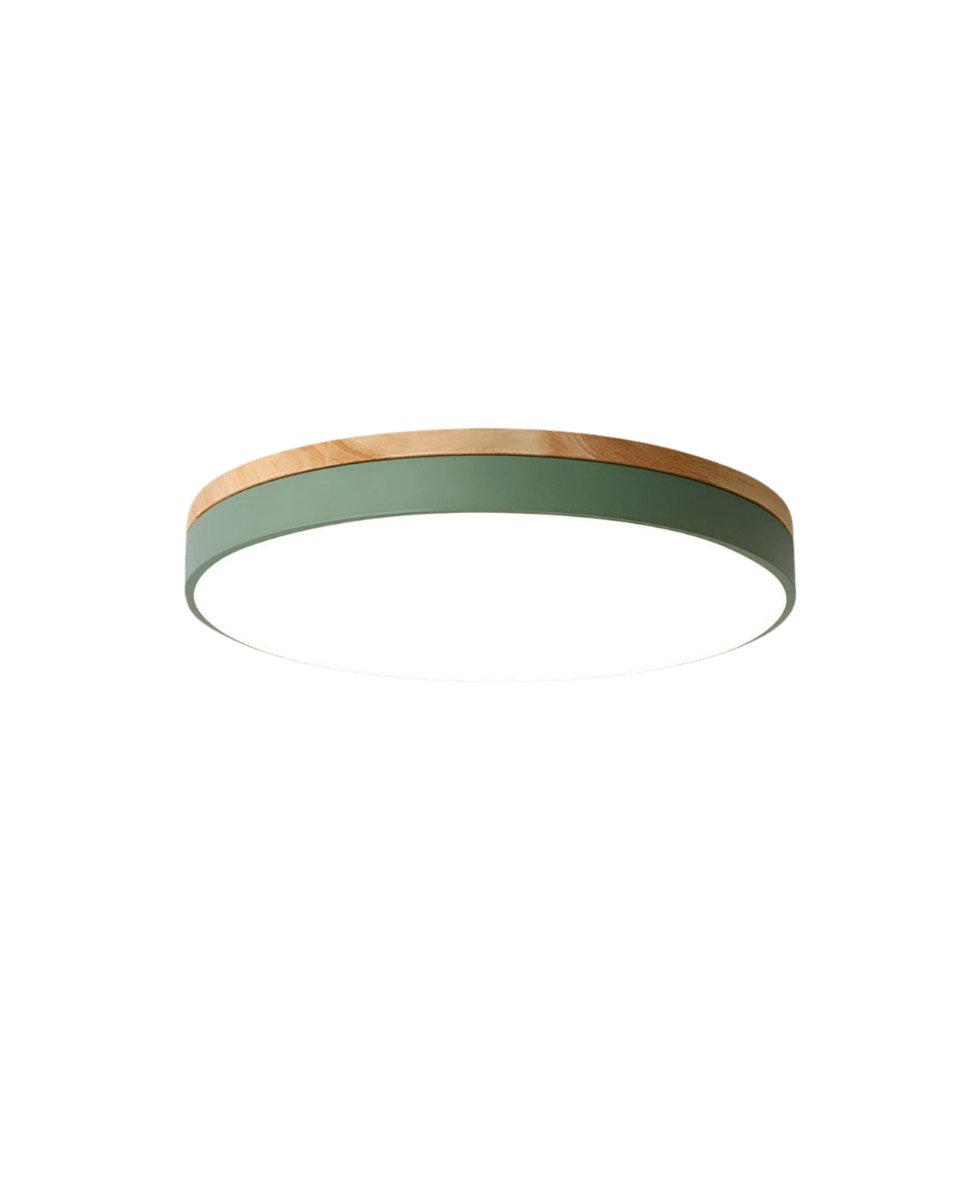Taklampe med Naturlig Tre og Grønn Detalj 8