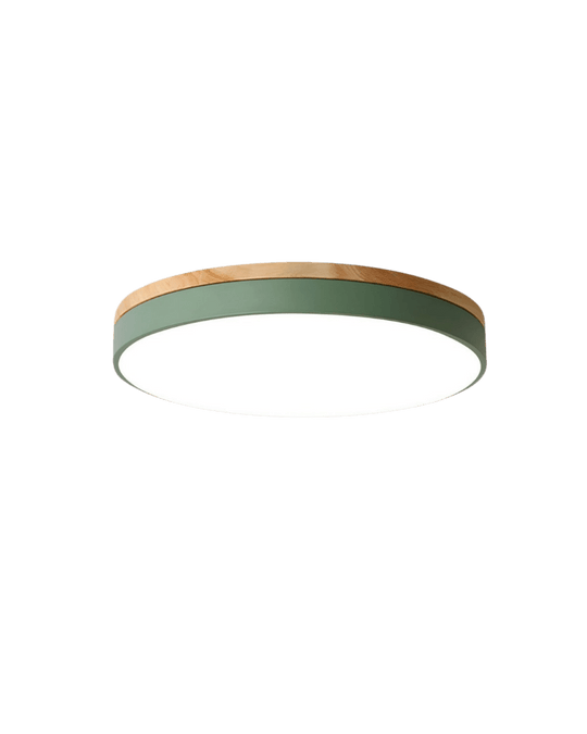 Taklampe med Naturlig Tre og Grønn Detalj 8