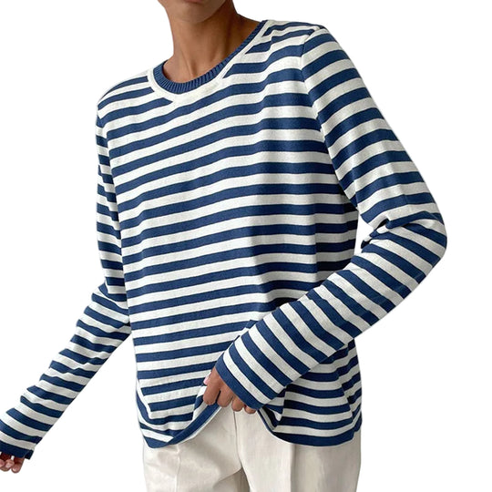 Tee Shirt Femme Rayé à Manches Longues Style Automnal 0