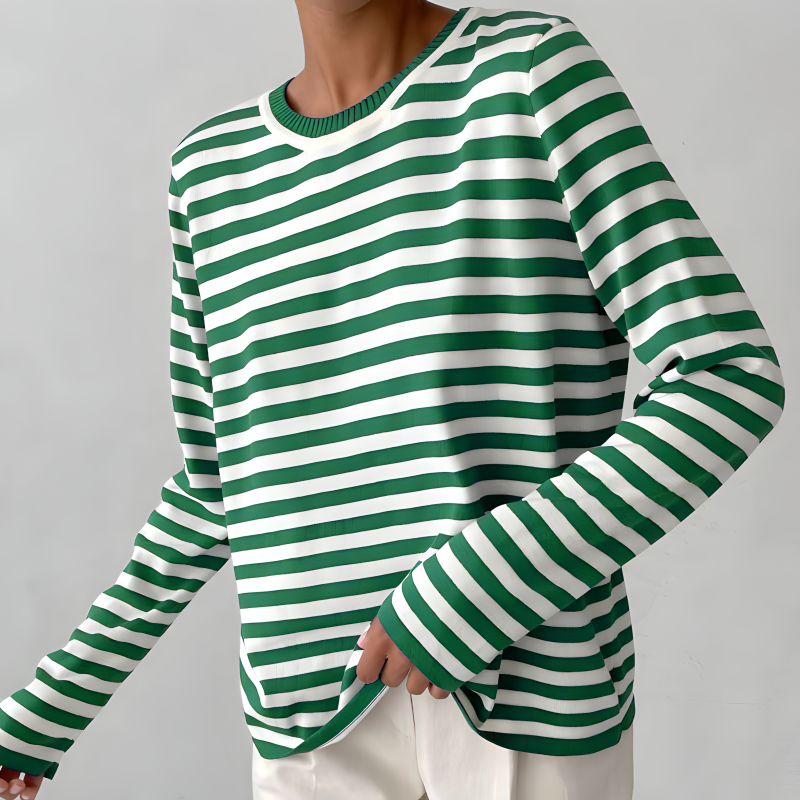 Tee Shirt Femme Rayé à Manches Longues Style Automnal 6
