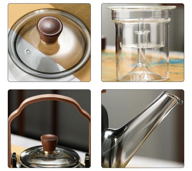 Teekanne i Glass med Trehåndtak - Stilfull Design for Tedrikking 5