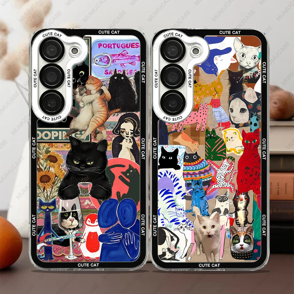 Telefonveske for Samsung Galaxy med kattemotiv 0