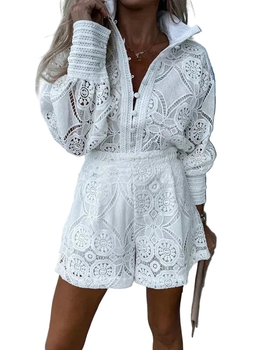 Tenue d'été Femme Ensemble Décontracté avec Détails en Dentelle 0