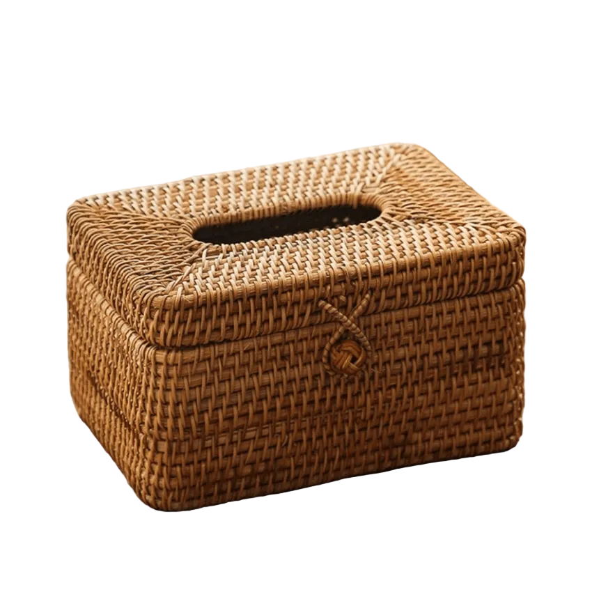 Tissue Box Holder i Rattan-stil 0