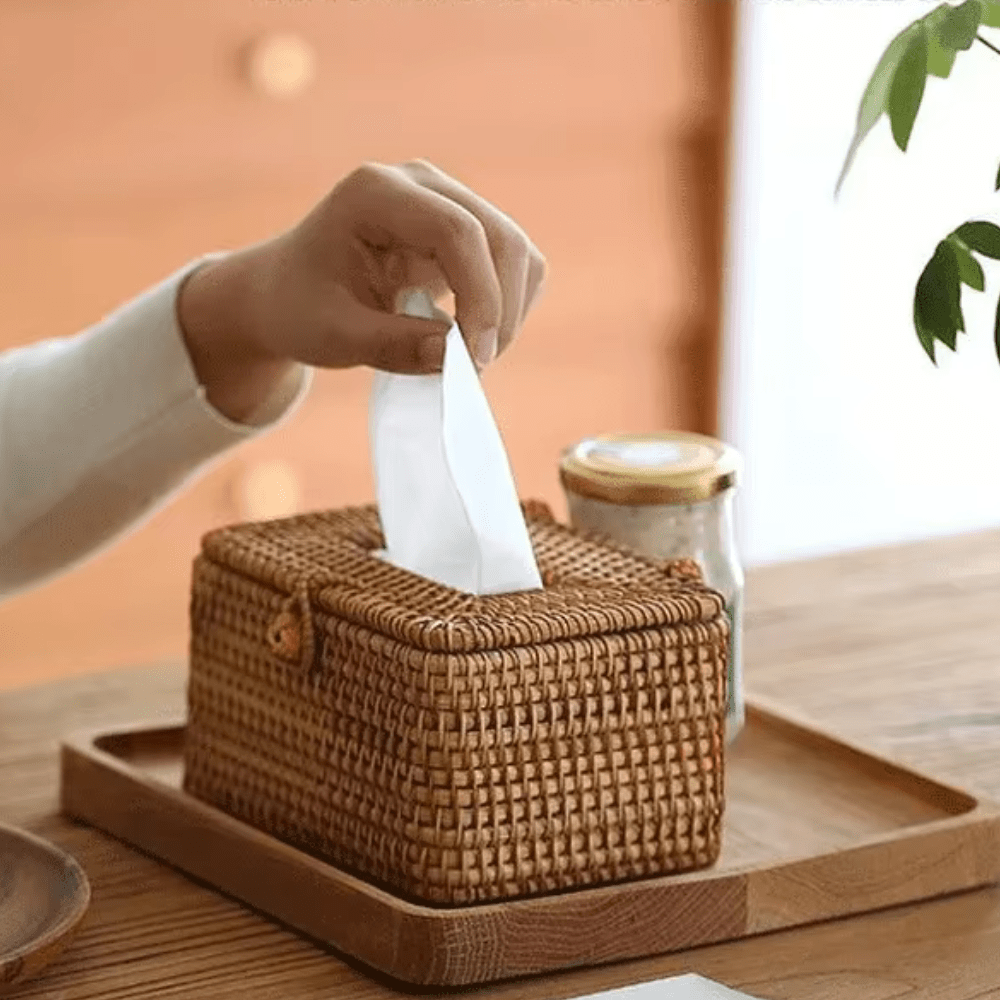 Tissue Box Holder i Rattan-stil 2