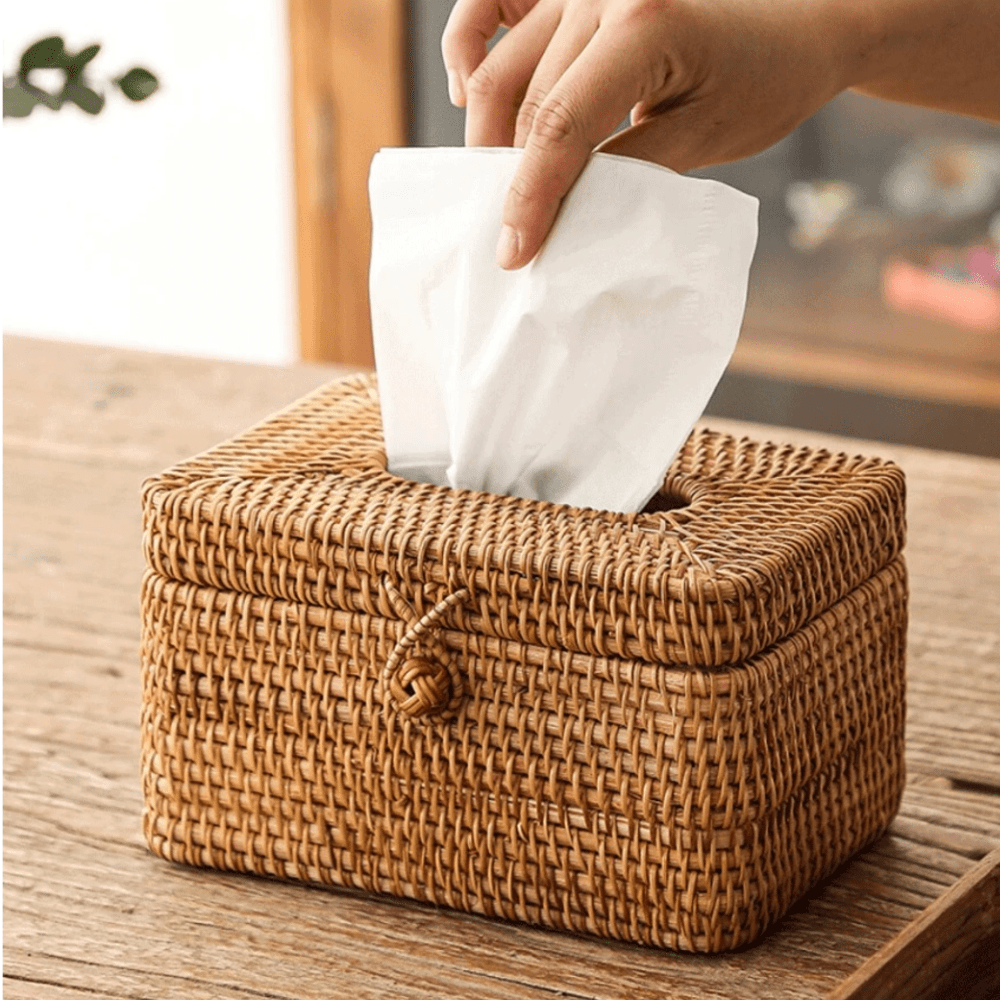 Tissue Box Holder i Rattan-stil 4