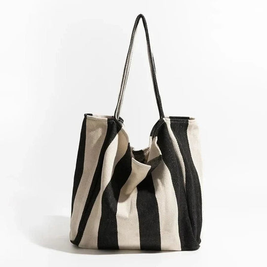 Tøyveske med Stripete Design og Lange Skulderstropper 11