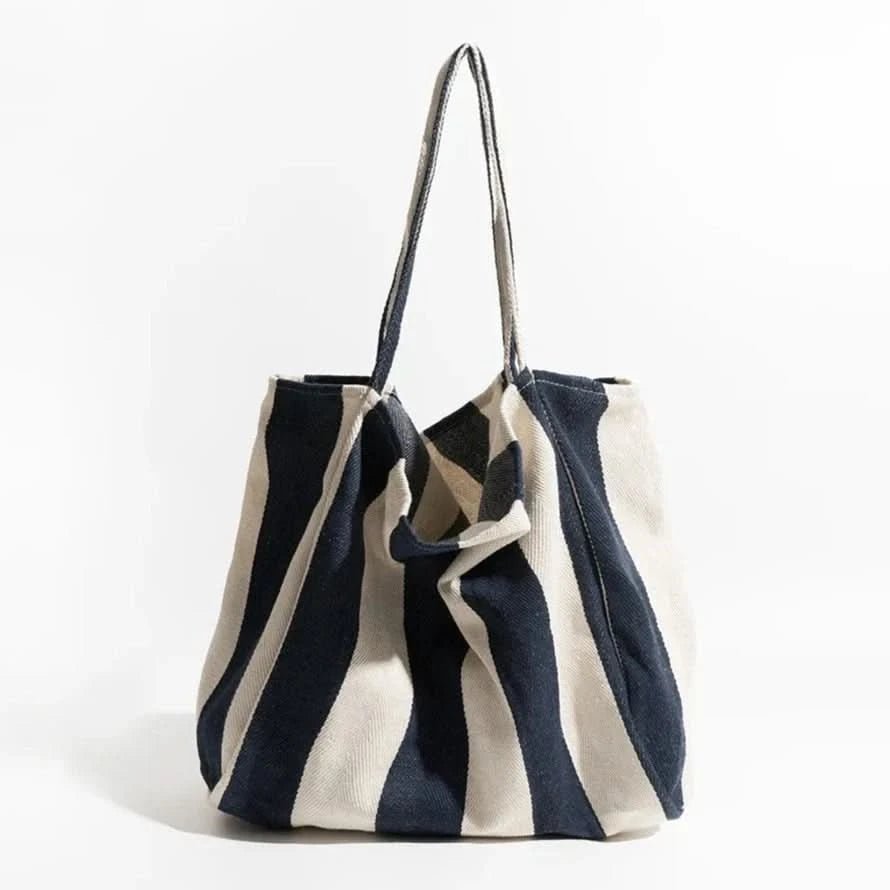 Tøyveske med Stripete Design og Lange Skulderstropper 12