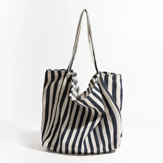 Tøyveske med Stripete Design og Lange Skulderstropper 13